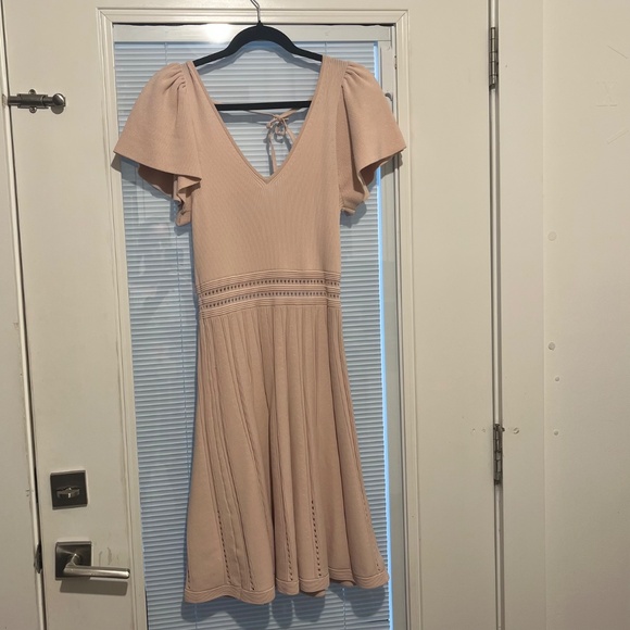 Sandro Paris Fit and Flare Knit Dress, Pink / Blush, Size 6 - Picture 6 of 9